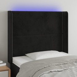 vidaXL LED Kopfteil Schwarz 103x16x118/128 cm Samt