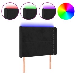 vidaXL LED Kopfteil Schwarz 103x16x118/128 cm Samt