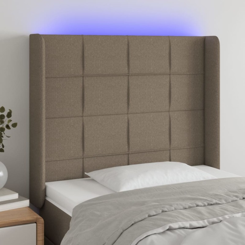 vidaXL LED Kopfteil Taupe 83x16x118/128 cm Stoff vidaXL LED Kopfteil Taupe 83x16x118/128 cm Stoff