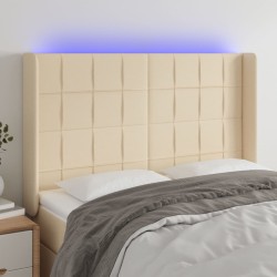 vidaXL LED Kopfteil Creme 147x16x118/128 cm Stoff