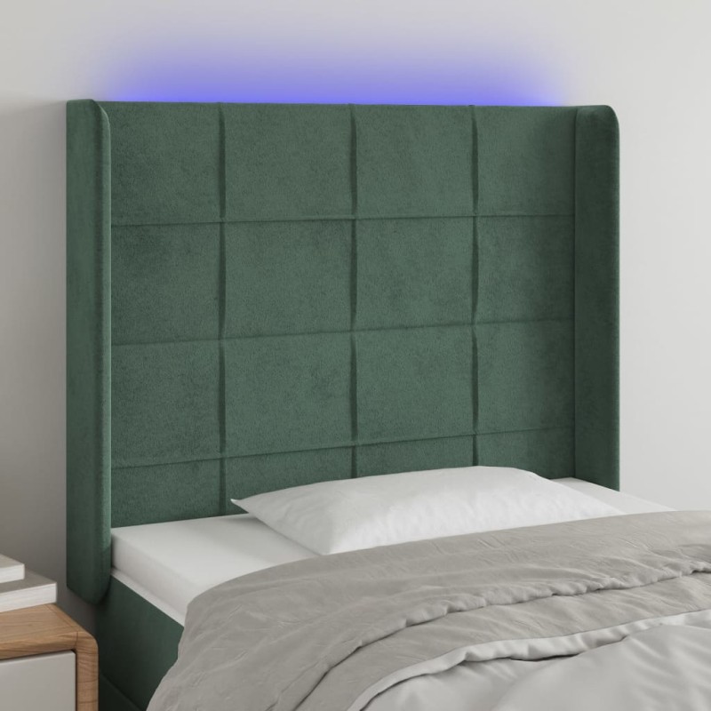 vidaXL LED Kopfteil Dunkelgrün 93x16x118/128 cm Samt vidaXL LED Kopfteil Dunkelgrün 93x16x118/128 cm Samt