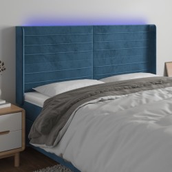 vidaXL LED Kopfteil Dunkelblau 183x16x118/128 cm Samt