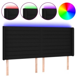 vidaXL LED Kopfteil Schwarz 203x16x118/128 cm Stoff