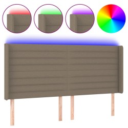 vidaXL LED Kopfteil Taupe 183x16x118/128 cm Stoff