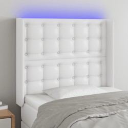 vidaXL LED Kopfteil Weiß 83x16x118/128 cm Kunstleder