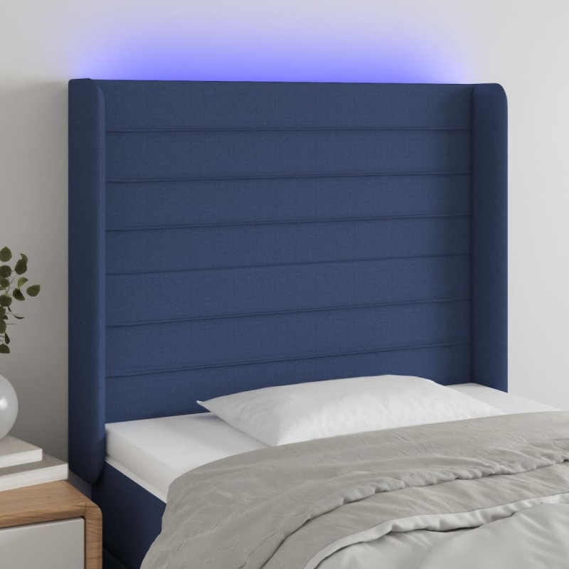 vidaXL LED Kopfteil Blau 83x16x118/128 cm Stoff vidaXL LED Kopfteil Blau 83x16x118/128 cm Stoff
