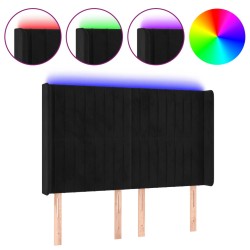 vidaXL LED Kopfteil Schwarz 147x16x118/128 cm Samt