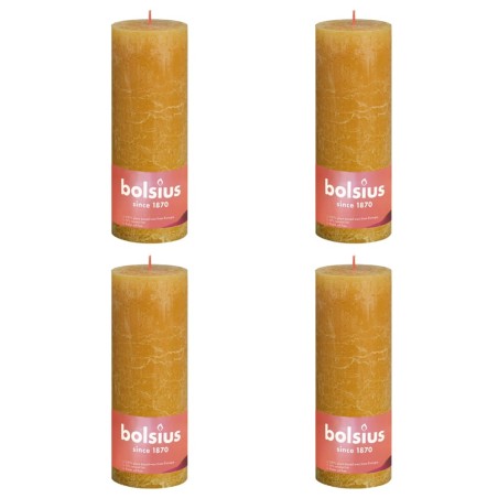 Bolsius Rustikale Stumpenkerzen Shine 4 Stk. 190x68 mm Honiggelb