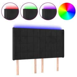 vidaXL LED Kopfteil Schwarz 147x16x118/128 cm Samt