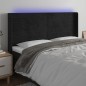 vidaXL LED Kopfteil Schwarz 183x16x118/128 cm Samt