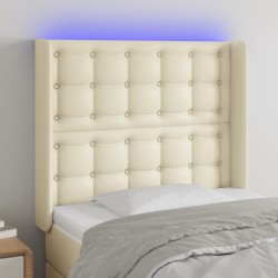 vidaXL LED Kopfteil Creme 93x16x118/128 cm Kunstleder