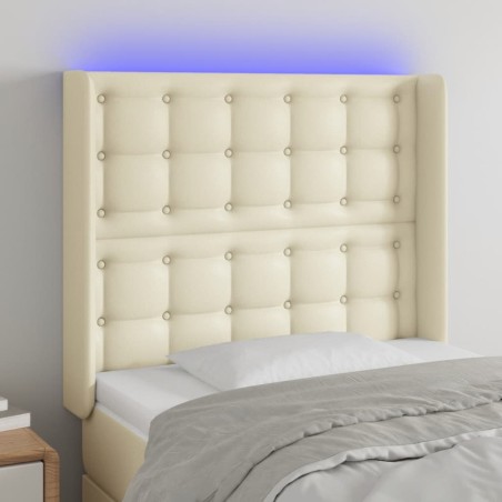vidaXL LED Kopfteil Creme 93x16x118/128 cm Kunstleder