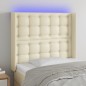 vidaXL LED Kopfteil Creme 93x16x118/128 cm Kunstleder