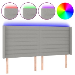 vidaXL LED Kopfteil Hellgrau 203x16x118/128 cm Stoff