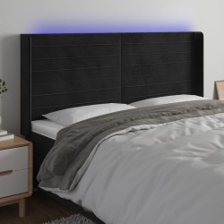 vidaXL LED Kopfteil Schwarz 163x16x118/128 cm Samt