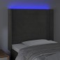 vidaXL LED Kopfteil Dunkelgrau 93x16x118/128 cm Samt