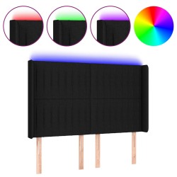 vidaXL LED Kopfteil Schwarz 147x16x118/128 cm Stoff