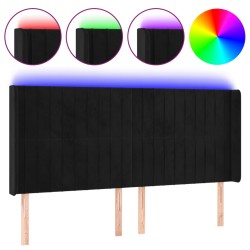 vidaXL LED Kopfteil Schwarz 183x16x118/128 cm Samt
