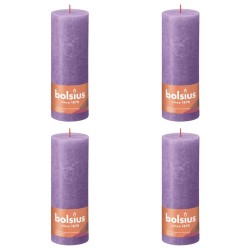 Bolsius Rustikale Stumpenkerzen Shine 4 Stk. 190x68 mm Lila