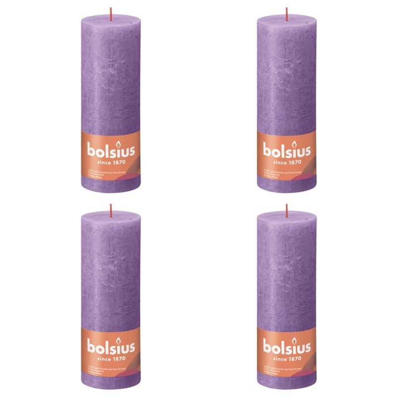 Bolsius Rustikale Stumpenkerzen Shine 4 Stk. 190x68 mm Lila Bolsius Rustikale Stumpenkerzen Shine 4 Stk. 190x68 mm Lila