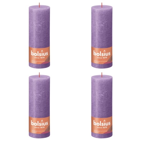 Bolsius Rustikale Stumpenkerzen Shine 4 Stk. 190x68 mm Lila