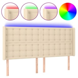vidaXL LED Kopfteil Creme 203x16x118/128 cm Stoff