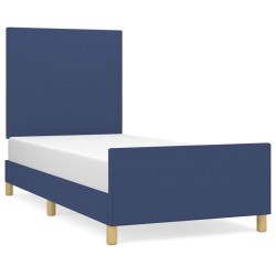 vidaXL Bettgestell mit Kopfteil Blau 80x200 cm Stoff