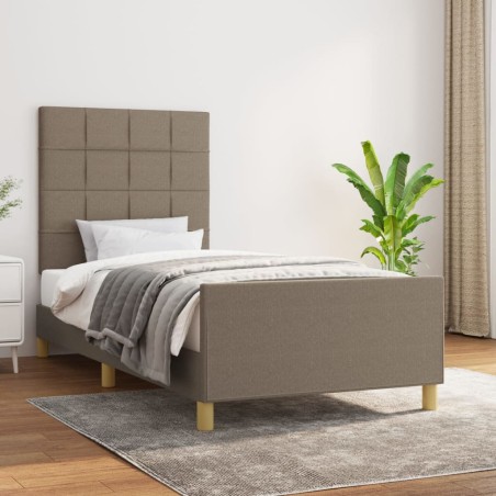 vidaXL Bettgestell mit Kopfteil Taupe 90x200 cm Stoff