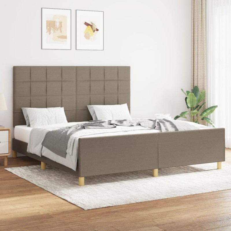 vidaXL Bettgestell mit Kopfteil Taupe 160x200 cm Stoff vidaXL Bettgestell mit Kopfteil Taupe 160x200 cm Stoff