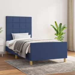 vidaXL Bettgestell mit Kopfteil Blau 80x200 cm Stoff