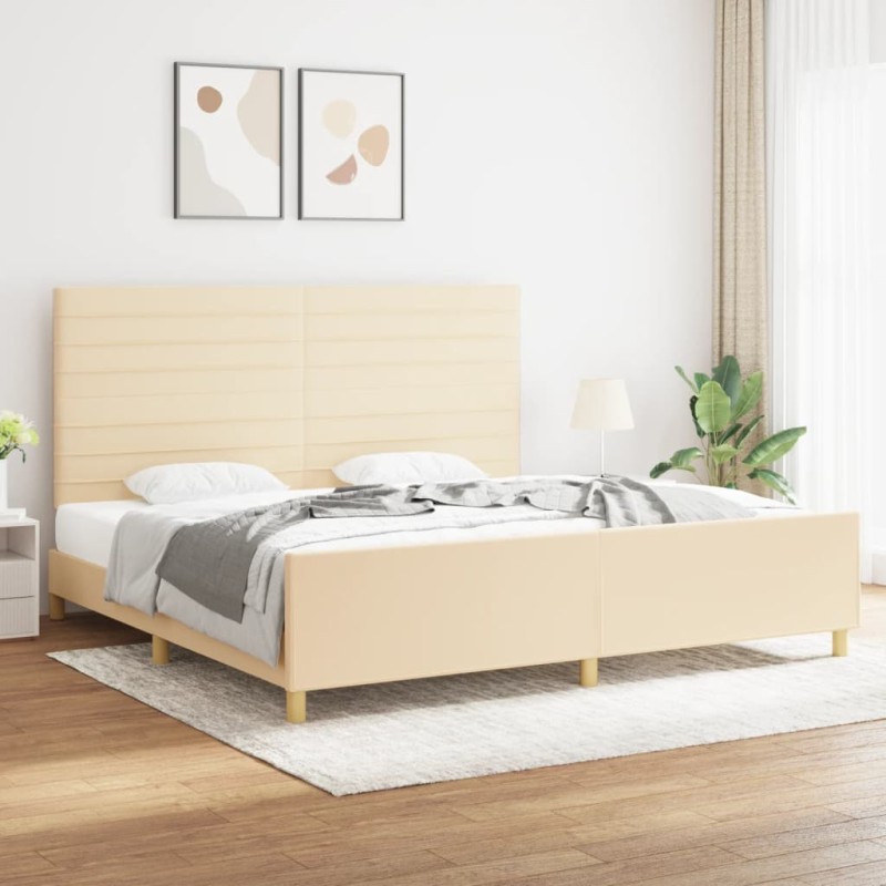 vidaXL Bettgestell mit Kopfteil Creme 200x200 cm Stoff vidaXL Bettgestell mit Kopfteil Creme 200x200 cm Stoff