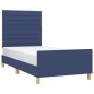 vidaXL Bettgestell mit Kopfteil Blau 90x190 cm Stoff vidaXL Bettgestell mit Kopfteil Blau 90x190 cm Stoff