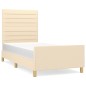vidaXL Bettgestell mit Kopfteil Creme 100x200 cm Stoff vidaXL Bettgestell mit Kopfteil Creme 100x200 cm Stoff