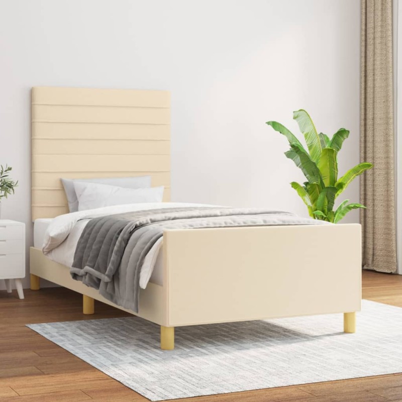 vidaXL Bettgestell mit Kopfteil Creme 80x200 cm Stoff vidaXL Bettgestell mit Kopfteil Creme 80x200 cm Stoff