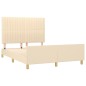 vidaXL Bettgestell mit Kopfteil Creme 140x190 cm Stoff vidaXL Bettgestell mit Kopfteil Creme 140x190 cm Stoff