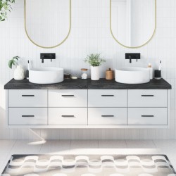 Waschtischplatte Dunkelgrau 200x50x6 cm Massivholz Behandelt