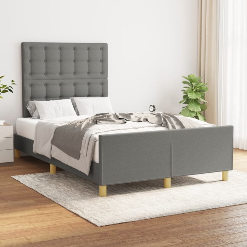 vidaXL Bettgestell mit Kopfteil Dunkelgrau 120x200 cm Stoff vidaXL Bettgestell mit Kopfteil Dunkelgrau 120x200 cm Stoff