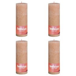Bolsius Rustikale Stumpenkerzen Shine 4 Stk. 190x68 mm Nebelrosa