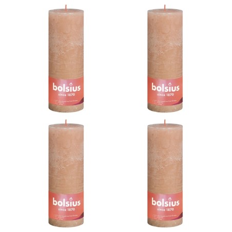Bolsius Rustikale Stumpenkerzen Shine 4 Stk. 190x68 mm Nebelrosa