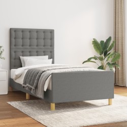 vidaXL Bettgestell mit Kopfteil Dunkelgrau 100x200 cm Stoff
