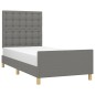 vidaXL Bettgestell mit Kopfteil Dunkelgrau 100x200 cm Stoff vidaXL Bettgestell mit Kopfteil Dunkelgrau 100x200 cm Stoff