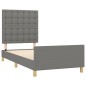 vidaXL Bettgestell mit Kopfteil Dunkelgrau 100x200 cm Stoff vidaXL Bettgestell mit Kopfteil Dunkelgrau 100x200 cm Stoff
