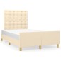 vidaXL Bettgestell mit Kopfteil Creme 120x200 cm Stoff vidaXL Bettgestell mit Kopfteil Creme 120x200 cm Stoff