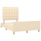 vidaXL Bettgestell mit Kopfteil Creme 120x200 cm Stoff vidaXL Bettgestell mit Kopfteil Creme 120x200 cm Stoff