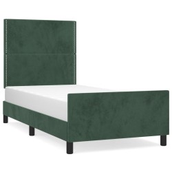 vidaXL Bettgestell mit Kopfteil Dunkelgrün 90x200 cm Samt