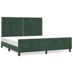 vidaXL Bettgestell mit Kopfteil Dunkelgrün 180x200 cm Samt