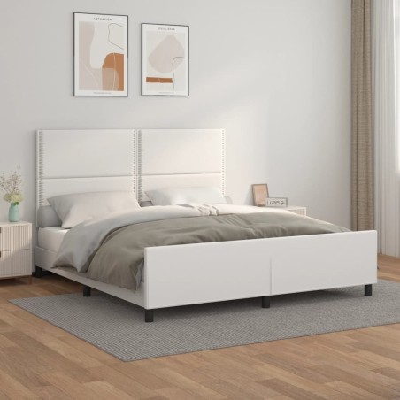 vidaXL Bettgestell mit Kopfteil Weiß 180x200 cm Kunstleder