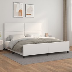vidaXL Bettgestell mit Kopfteil Weiß 200x200 cm Kunstleder