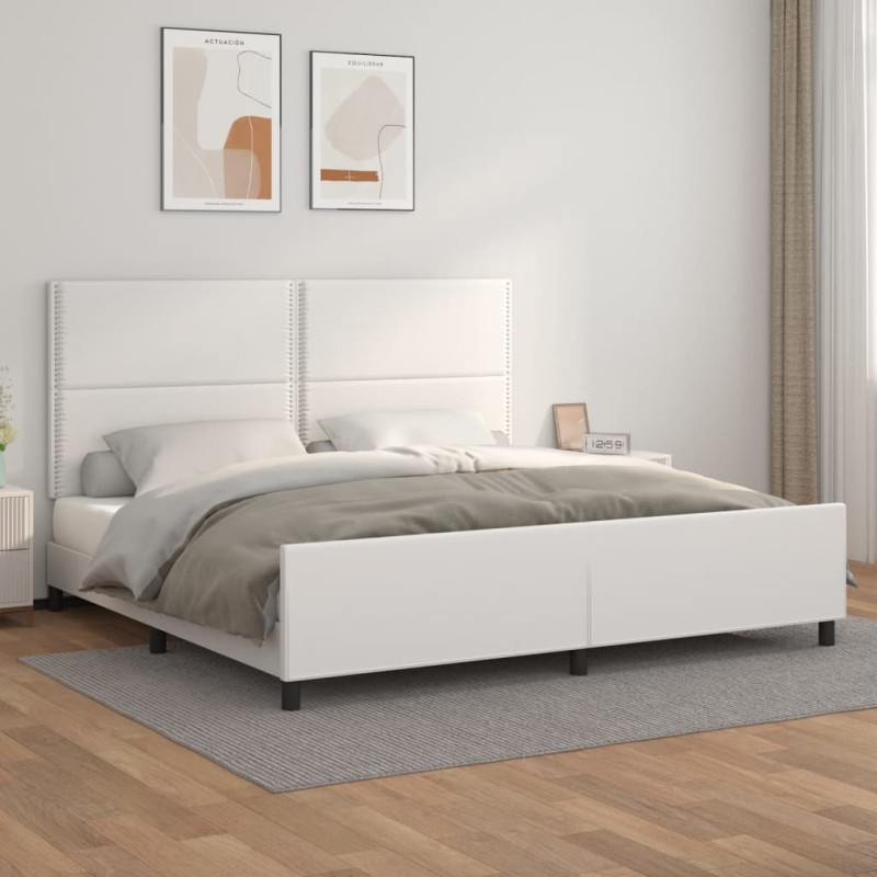 vidaXL Bettgestell mit Kopfteil Weiß 200x200 cm Kunstleder vidaXL Bettgestell mit Kopfteil Weiß 200x200 cm Kunstleder