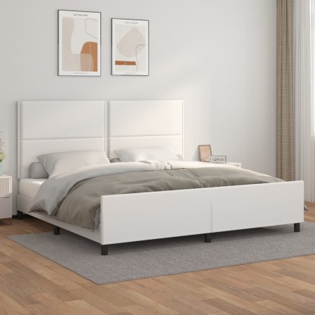 vidaXL Bettgestell mit Kopfteil Weiß 200x200 cm Kunstleder